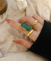 ヴィンテージテイスト カラーストーン ツイストリング