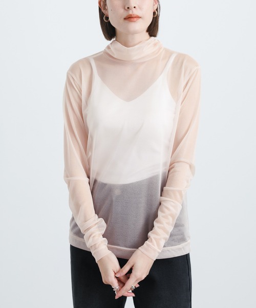 select MOCA(セレクトモカ)の「2022 SS シースルーネックシャーリングトップス(Tシャツ/カットソー・レディース・ライトブルー/オレンジ/アイボリー・FREE)」の19枚目の写真
