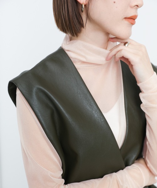 select MOCA(セレクトモカ)の「2022 SS シースルーネックシャーリングトップス(Tシャツ/カットソー・レディース・ライトブルー/オレンジ/アイボリー・FREE)」の16枚目の写真