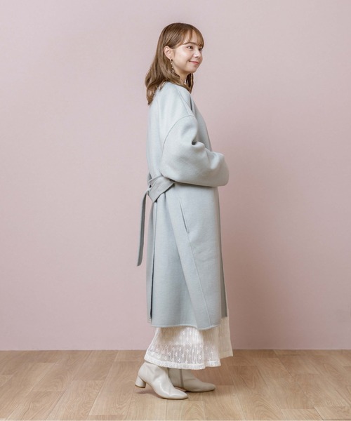 flower（フラワー）の「スムースカラーコート（ノーカラーコート・レディース・カーキ/アイボリー・FREE）」の6枚目の写真