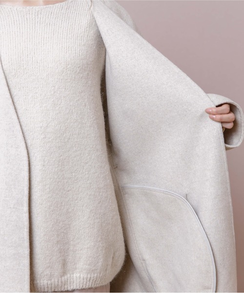 flower（フラワー）の「スムースカラーコート（ノーカラーコート・レディース・カーキ/アイボリー・FREE）」の15枚目の写真