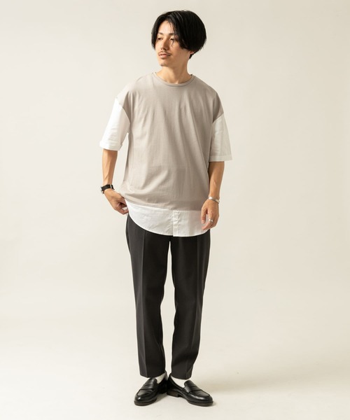 ITEMS URBANRESEARCH（アイテムズ アーバンリサーチ）の「布帛切り替えTシャツ（Tシャツ/カットソー・メンズ・グレー/ブルー/ブラック/グリーン・LARGE/MEDIUM）」の6枚目の写真