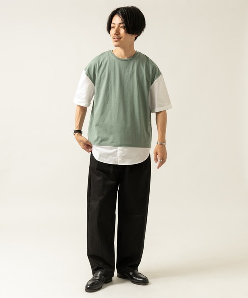 ITEMS URBANRESEARCH（アイテムズ アーバンリサーチ）の「布帛切り替えTシャツ（Tシャツ/カットソー・メンズ・グレー/ブルー/ブラック/グリーン・LARGE/MEDIUM）」の8枚目の写真