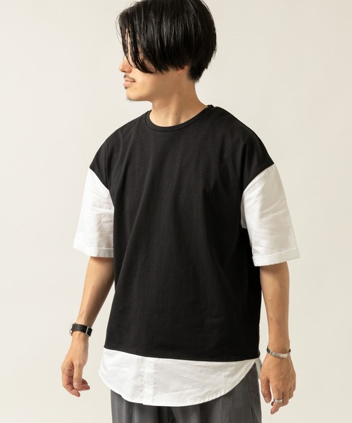 ITEMS URBANRESEARCH（アイテムズ アーバンリサーチ）の「布帛切り替えTシャツ（Tシャツ/カットソー・メンズ・グレー/ブルー/ブラック/グリーン・LARGE/MEDIUM）」の10枚目の写真