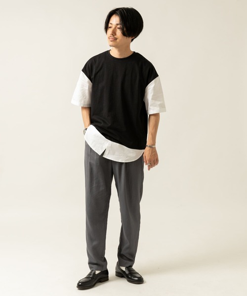 ITEMS URBANRESEARCH（アイテムズ アーバンリサーチ）の「布帛切り替えTシャツ（Tシャツ/カットソー・メンズ・グレー/ブルー/ブラック/グリーン・LARGE/MEDIUM）」の11枚目の写真