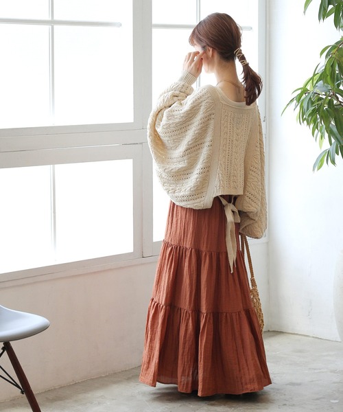 Crisp（クリスプ）の「ケーブルニットボレロ（カーディガン/ボレロ・レディース・パープル/アイボリー・FREE）」の9枚目の写真