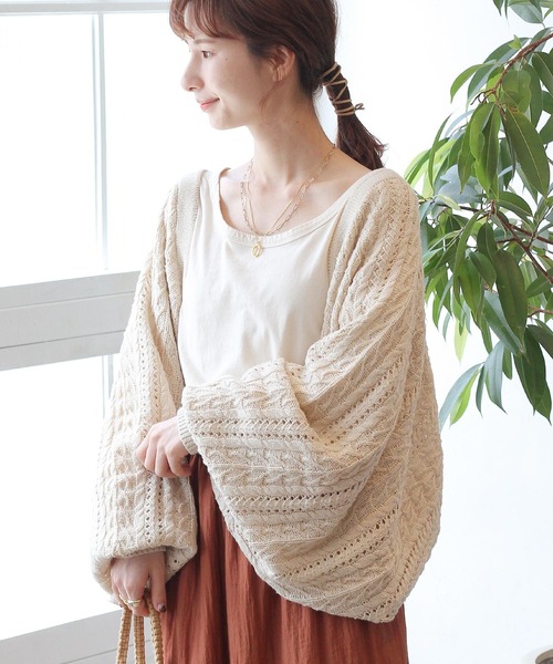 Crisp（クリスプ）の「ケーブルニットボレロ（カーディガン/ボレロ・レディース・パープル/アイボリー・FREE）」の12枚目の写真