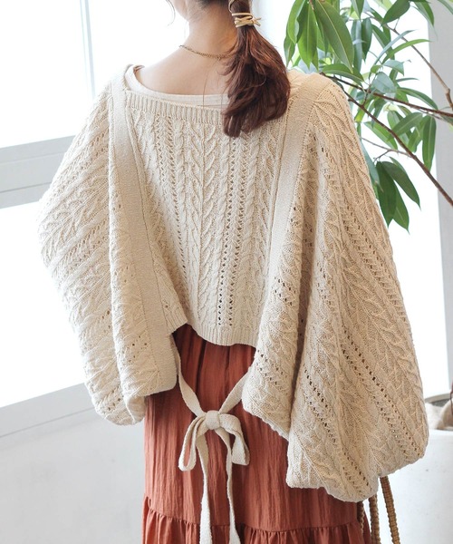 Crisp（クリスプ）の「ケーブルニットボレロ（カーディガン/ボレロ・レディース・パープル/アイボリー・FREE）」の3枚目の写真