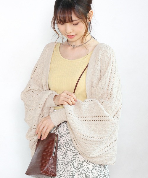 Crisp（クリスプ）の「ケーブルニットボレロ（カーディガン/ボレロ・レディース・パープル/アイボリー・FREE）」の15枚目の写真