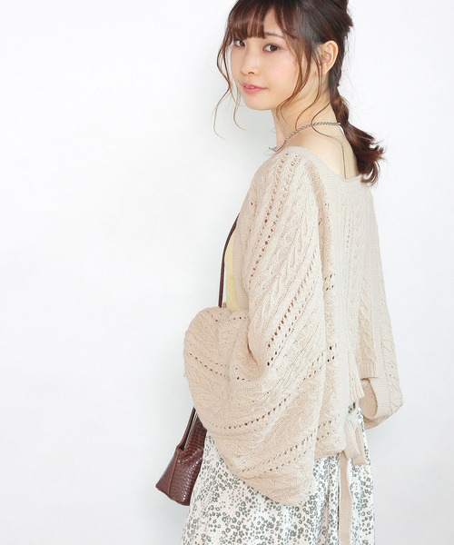 Crisp（クリスプ）の「ケーブルニットボレロ（カーディガン/ボレロ・レディース・パープル/アイボリー・FREE）」の22枚目の写真