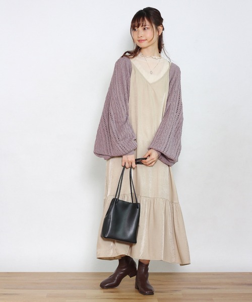 Crisp（クリスプ）の「ケーブルニットボレロ（カーディガン/ボレロ・レディース・パープル/アイボリー・FREE）」の13枚目の写真