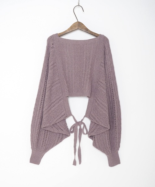 Crisp（クリスプ）の「ケーブルニットボレロ（カーディガン/ボレロ・レディース・パープル/アイボリー・FREE）」の11枚目の写真