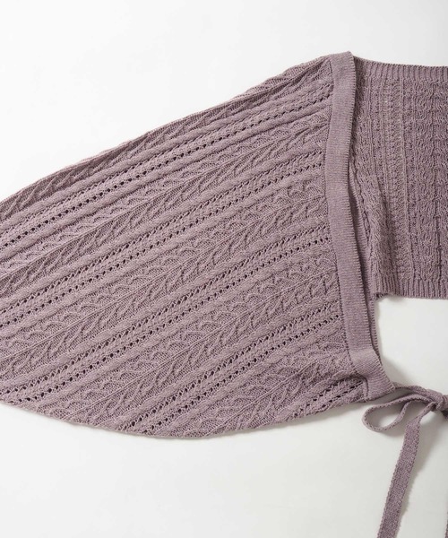 Crisp（クリスプ）の「ケーブルニットボレロ（カーディガン/ボレロ・レディース・パープル/アイボリー・FREE）」の14枚目の写真