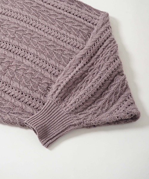 Crisp（クリスプ）の「ケーブルニットボレロ（カーディガン/ボレロ・レディース・パープル/アイボリー・FREE）」の5枚目の写真