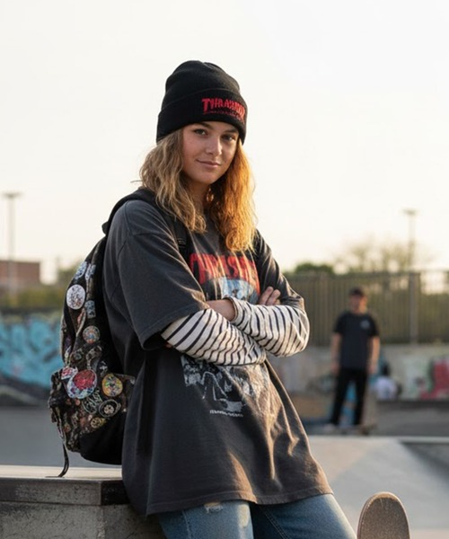 THRASHER（スラッシャー）の「THRASHER/スラッシャー ビーニー マガジンロゴ THR-N01（ニットキャップ/ビーニー・メンズ・ブラック×ホワイト/ネイビー/ベージュ/オレンジ/ブラック×レッド/ブラック×ブラック・FREE）」の7枚目の写真