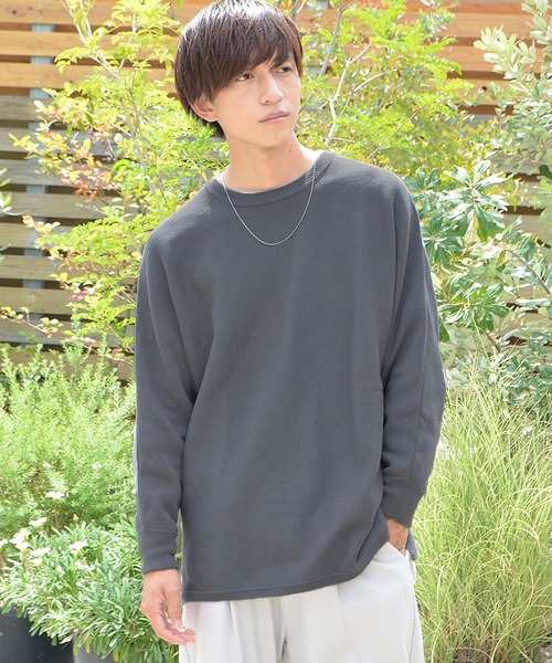 MinoriTY（マイノリティ）の「【MinoriTY】ビッグシルエットミラノリブ編みニット クルーネックセーター メンズ 春服 冬服 ルーズシルエット ルーズフィット オーバーサイズ バルーンスリーブ インナー（ニット/セーター・メンズ・モカ/ブルー/ラベンダー/ライトグレー/オフホワイト/ブラック系その他/ブラウン系その他/ベージュ系その他/ブルー系その他/ダークラベンダー/グレー系その他/グリーン/アイボリー/ベージュ/カーキ/ブラウン/ワイン/パープル/チャコール/ブラック・S/M/L）」の7枚目の写真