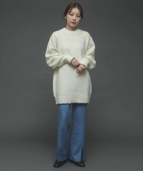 SENSE OF PLACE by URBAN RESEARCH（センスオブプレイスバイアーバンリサーチ）の「『TALLサイズあり』ウールライクセンターシームキックフレアパンツ（その他パンツ・レディース・ライトグレー/ブルー/ブラック・TALL/X-SMALL/SMALL/MEDIUM）」の20枚目の写真