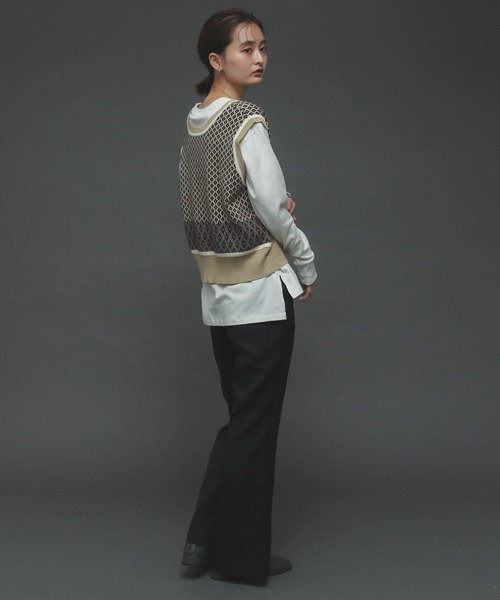 SENSE OF PLACE by URBAN RESEARCH（センスオブプレイスバイアーバンリサーチ）の「『TALLサイズあり』ウールライクセンターシームキックフレアパンツ（その他パンツ・レディース・ライトグレー/ブルー/ブラック・TALL/X-SMALL/SMALL/MEDIUM）」の4枚目の写真