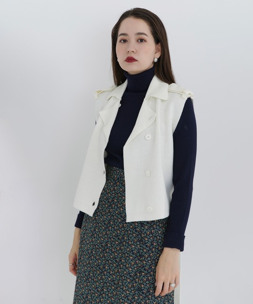 TINA：JOJUN（ティーナジョジュン）の「ニット ベスト TINA：JOJUN（ベスト・レディース・ホワイト/ブラック・M）」の6枚目の写真