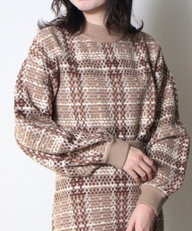 【oneway】チェックツイードニットトップス