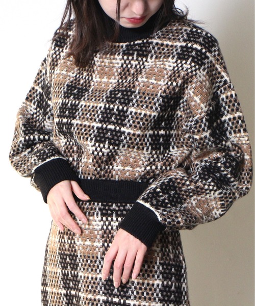 one way(ワンウェイ)の「【oneway】チェックツイードニットトップス(ニット/セーター・レディース・ホワイト/ブラック/ベージュ・FREE)」の19枚目の写真