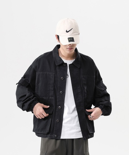 INTERPLAY(インタープレイ)の「【INTERPLAY】 ルーズカーゴワークジャケット(ブルゾン・メンズ・ベージュ/ブラック・FREE)」の12枚目の写真