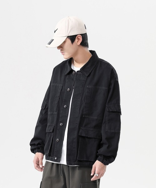 INTERPLAY(インタープレイ)の「【INTERPLAY】 ルーズカーゴワークジャケット(ブルゾン・メンズ・ベージュ/ブラック・FREE)」の9枚目の写真