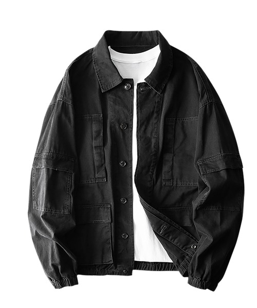 INTERPLAY(インタープレイ)の「【INTERPLAY】 ルーズカーゴワークジャケット(ブルゾン・メンズ・ベージュ/ブラック・FREE)」の7枚目の写真