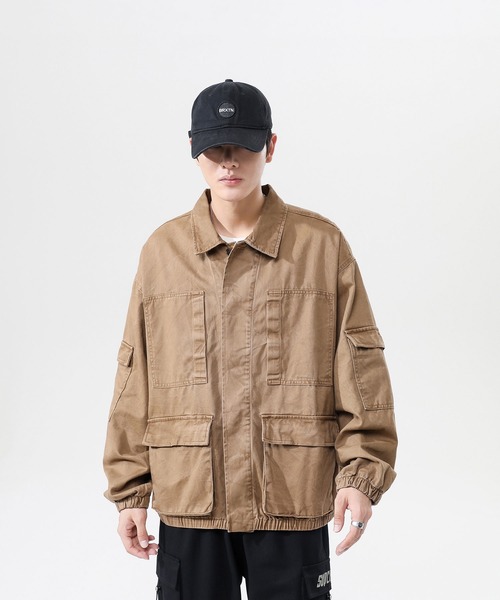 INTERPLAY(インタープレイ)の「【INTERPLAY】 ルーズカーゴワークジャケット(ブルゾン・メンズ・ベージュ/ブラック・FREE)」の3枚目の写真