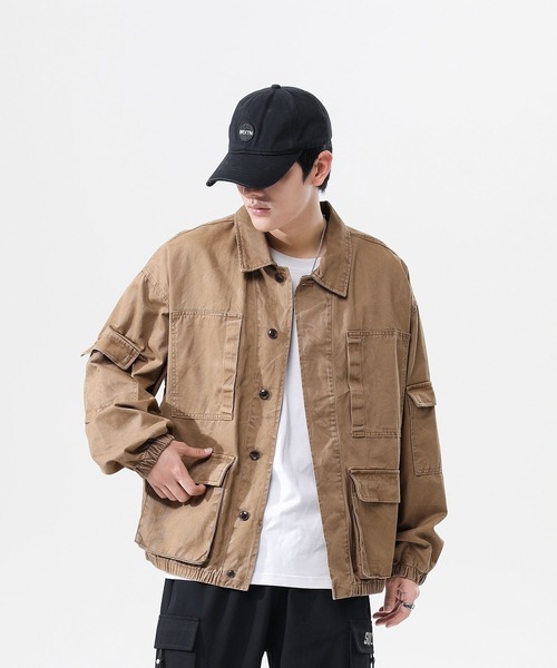 INTERPLAY(インタープレイ)の「【INTERPLAY】 ルーズカーゴワークジャケット(ブルゾン・メンズ・ベージュ/ブラック・FREE)」の5枚目の写真