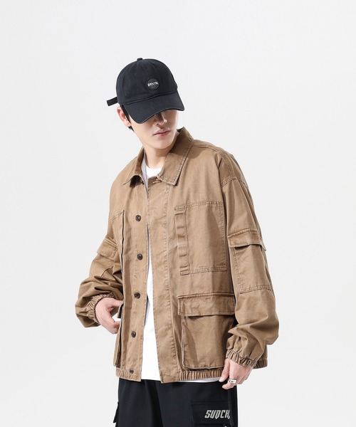 INTERPLAY(インタープレイ)の「【INTERPLAY】 ルーズカーゴワークジャケット(ブルゾン・メンズ・ベージュ/ブラック・FREE)」の14枚目の写真