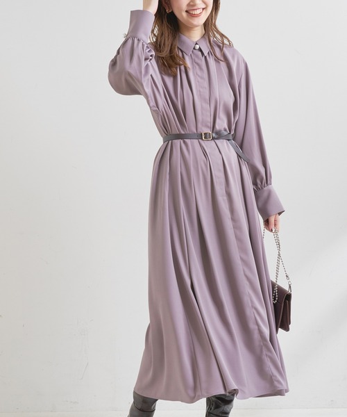 natural couture（ナチュラルクチュール）の「【WEB限定】osonoポイントパール釦ワンピース（ワンピース・レディース・パープル/ブラウン/グレー/オフホワイト/カーキ/ストライプ・FREE）」の10枚目の写真