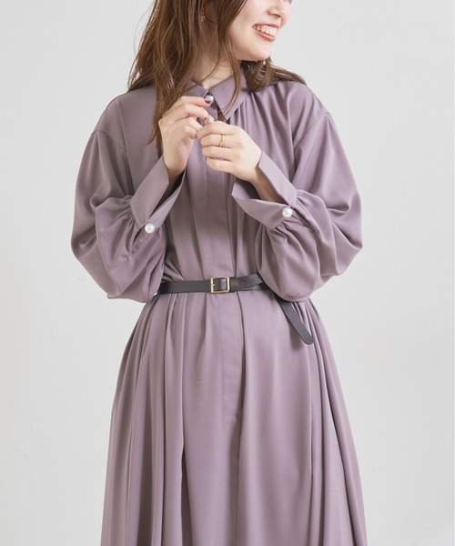 natural couture（ナチュラルクチュール）の「【WEB限定】osonoポイントパール釦ワンピース（ワンピース・レディース・パープル/ブラウン/グレー/オフホワイト/カーキ/ストライプ・FREE）」の9枚目の写真