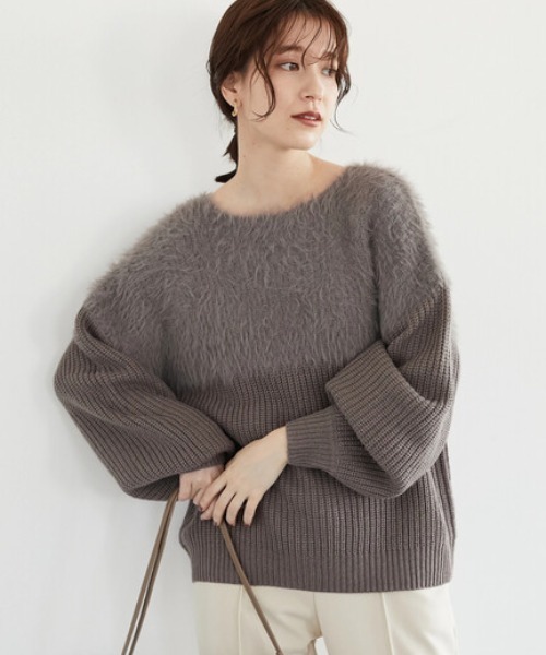 Petit fleur（プチフルール）の「・Petit Fleur シャギーニットプルオーバー＊（ニット/セーター・レディース・ブルー/アイボリー/マスタード/グレイッシュベージュ・FREE）」の3枚目の写真