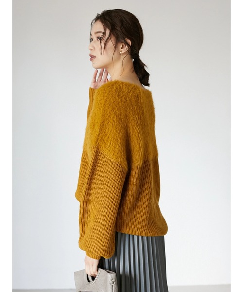 Petit fleur（プチフルール）の「・Petit Fleur シャギーニットプルオーバー＊（ニット/セーター・レディース・ブルー/アイボリー/マスタード/グレイッシュベージュ・FREE）」の8枚目の写真