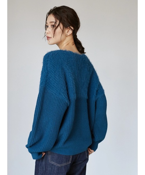 Petit fleur（プチフルール）の「・Petit Fleur シャギーニットプルオーバー＊（ニット/セーター・レディース・ブルー/アイボリー/マスタード/グレイッシュベージュ・FREE）」の13枚目の写真