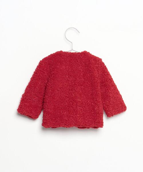 agnes b.(アニエスベー)の「JGD0 L CARDIGAN ベビー ボアカーディガンプレッション(ノーカラージャケット・キッズ・レッド・1YEAR/2YEAR)」の2枚目の写真