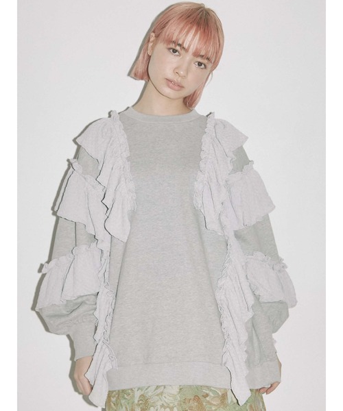 merry jenny（メリージェニー）の「フリルフリルチュニックスウェット（スウェット・レディース・オフホワイト/グレー/ブラック・FREE）」の3枚目の写真