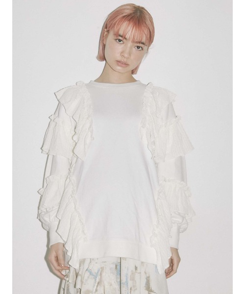 merry jenny（メリージェニー）の「フリルフリルチュニックスウェット（スウェット・レディース・オフホワイト/グレー/ブラック・FREE）」の2枚目の写真