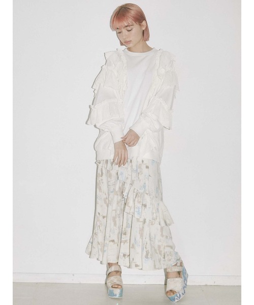 merry jenny（メリージェニー）の「フリルフリルチュニックスウェット（スウェット・レディース・オフホワイト/グレー/ブラック・FREE）」の4枚目の写真