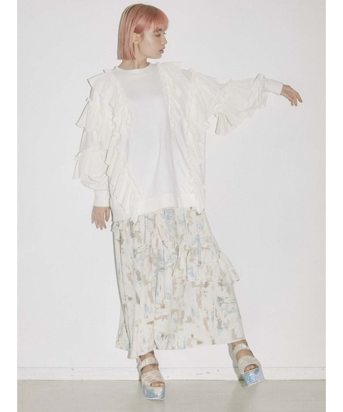 merry jenny（メリージェニー）の「フリルフリルチュニックスウェット（スウェット・レディース・オフホワイト/グレー/ブラック・FREE）」の5枚目の写真