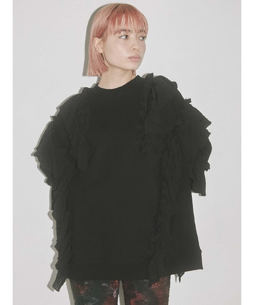 merry jenny（メリージェニー）の「フリルフリルチュニックスウェット（スウェット・レディース・オフホワイト/グレー/ブラック・FREE）」の6枚目の写真