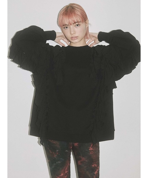 merry jenny（メリージェニー）の「フリルフリルチュニックスウェット（スウェット・レディース・オフホワイト/グレー/ブラック・FREE）」の7枚目の写真