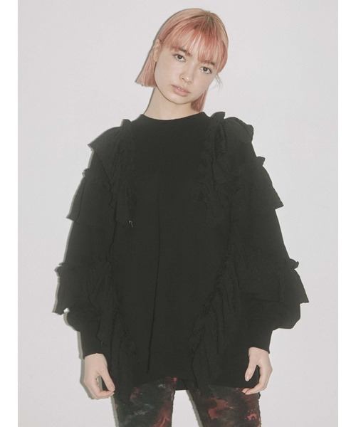 merry jenny（メリージェニー）の「フリルフリルチュニックスウェット（スウェット・レディース・オフホワイト/グレー/ブラック・FREE）」の11枚目の写真