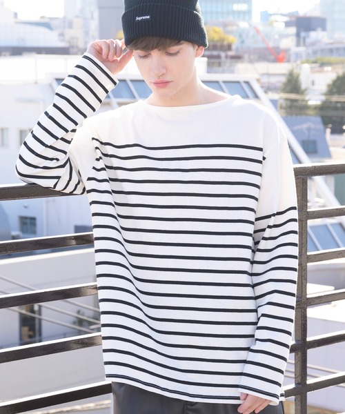 ８(eight)（エイト）の「ボーダーロンT（Tシャツ/カットソー・メンズ・ブラック/レッド/ブルー/グリーン/その他1/その他2・MEDIUM/LARGE）」の2枚目の写真