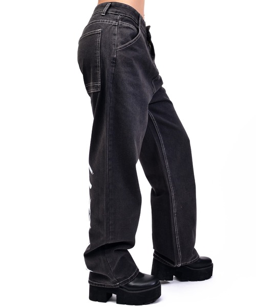 babyShoop（ベイビーシュープ）の「DARKSTYLEロゴロングパンツ（デニムパンツ・レディース・ブラック・LARGE/X-LARGE）」の2枚目の写真