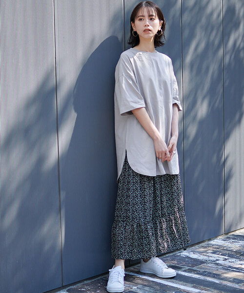 KANGOL EXTRA COMFORT（カンゴールエクストラコンフォート）の「【KANGOL EXTRA COMFORT(カンゴール エクストラ コンフォート)】配色ステッチ切替 ビックシルエットチュニック（チュニック・レディース・ライトグレー/ライトベージュ/ピンク/エメラルド/オフホワイト/ブラック・LL/M/L）」の16枚目の写真