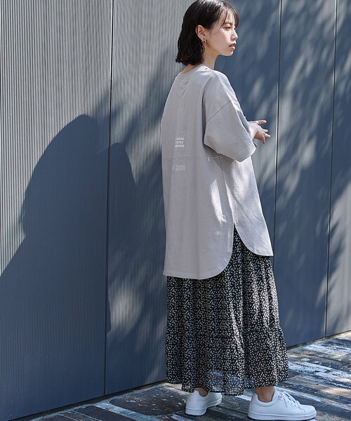 KANGOL EXTRA COMFORT（カンゴールエクストラコンフォート）の「【KANGOL EXTRA COMFORT(カンゴール エクストラ コンフォート)】配色ステッチ切替 ビックシルエットチュニック（チュニック・レディース・ライトグレー/ライトベージュ/ピンク/エメラルド/オフホワイト/ブラック・LL/M/L）」の15枚目の写真