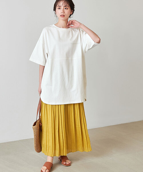 KANGOL EXTRA COMFORT（カンゴールエクストラコンフォート）の「【KANGOL EXTRA COMFORT(カンゴール エクストラ コンフォート)】配色ステッチ切替 ビックシルエットチュニック（チュニック・レディース・ライトグレー/ライトベージュ/ピンク/エメラルド/オフホワイト/ブラック・LL/M/L）」の17枚目の写真