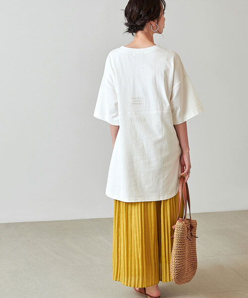 KANGOL EXTRA COMFORT（カンゴールエクストラコンフォート）の「【KANGOL EXTRA COMFORT(カンゴール エクストラ コンフォート)】配色ステッチ切替 ビックシルエットチュニック（チュニック・レディース・ライトグレー/ライトベージュ/ピンク/エメラルド/オフホワイト/ブラック・LL/M/L）」の18枚目の写真